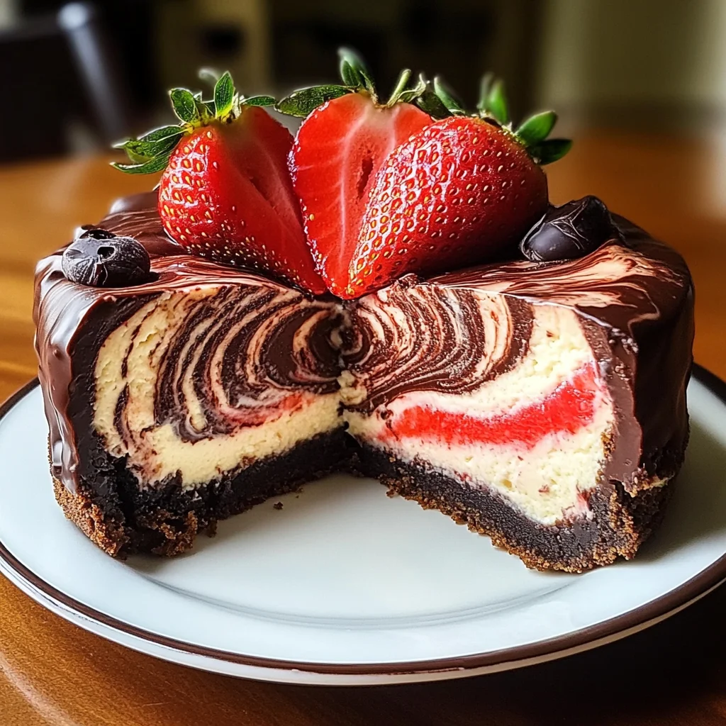 Chocolate Strawberry Swirl Cheesecake