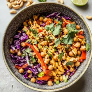 Chopped Thai-Inspired Chickpea Salad with Curry Peanut Dressing