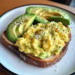 Creamy Scrambled Eggs with Avocado Toast & Iced Matcha Latte