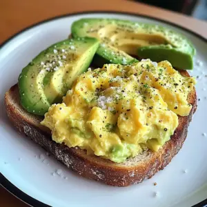 Creamy Scrambled Eggs with Avocado Toast & Iced Matcha Latte