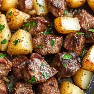 Garlic Butter Steak Bites and Potatoes