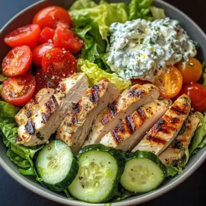 Greek Chicken Salad Bowl with Tzatziki & Feta