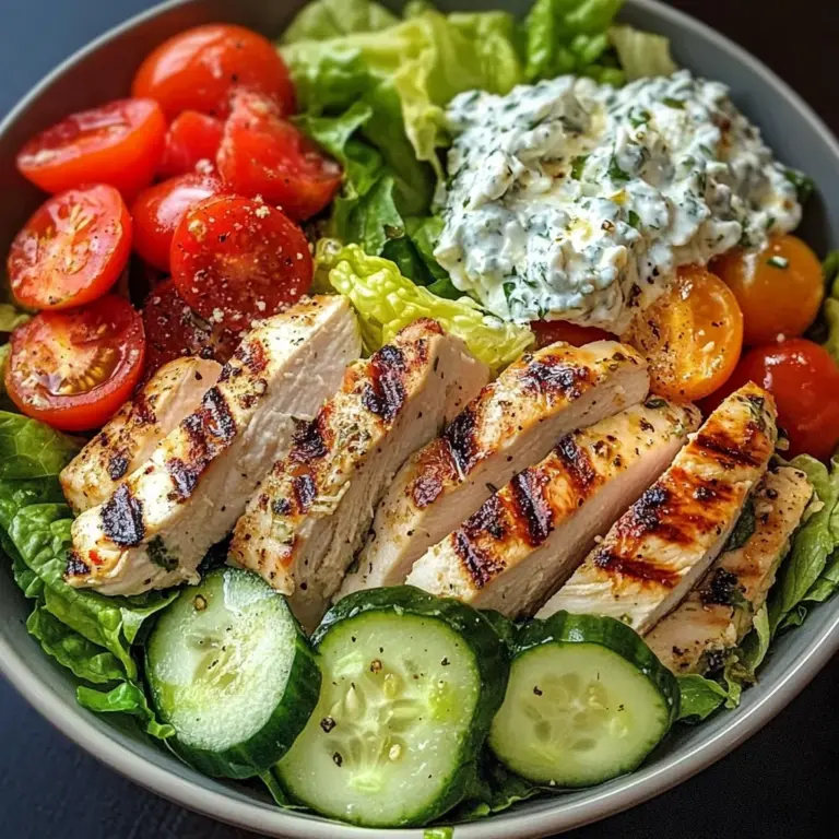 Greek Chicken Salad Bowl with Tzatziki & Feta