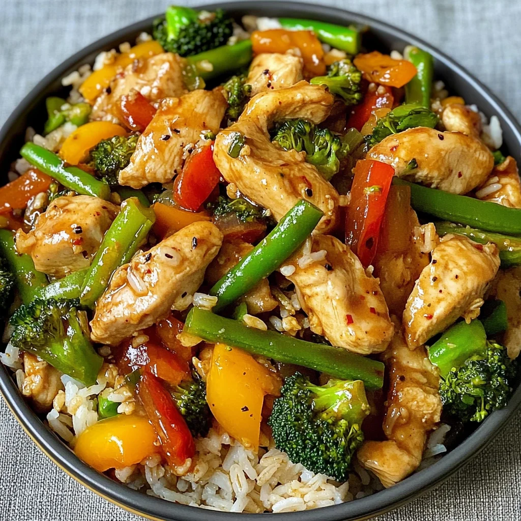 Healthy Chicken and Veggie Stir-Fry with Mixed Rice