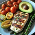 Herb-Grilled Fish with Asparagus, Avocado & Cherry Tomatoes