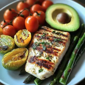 Herb-Grilled Fish with Asparagus, Avocado & Cherry Tomatoes
