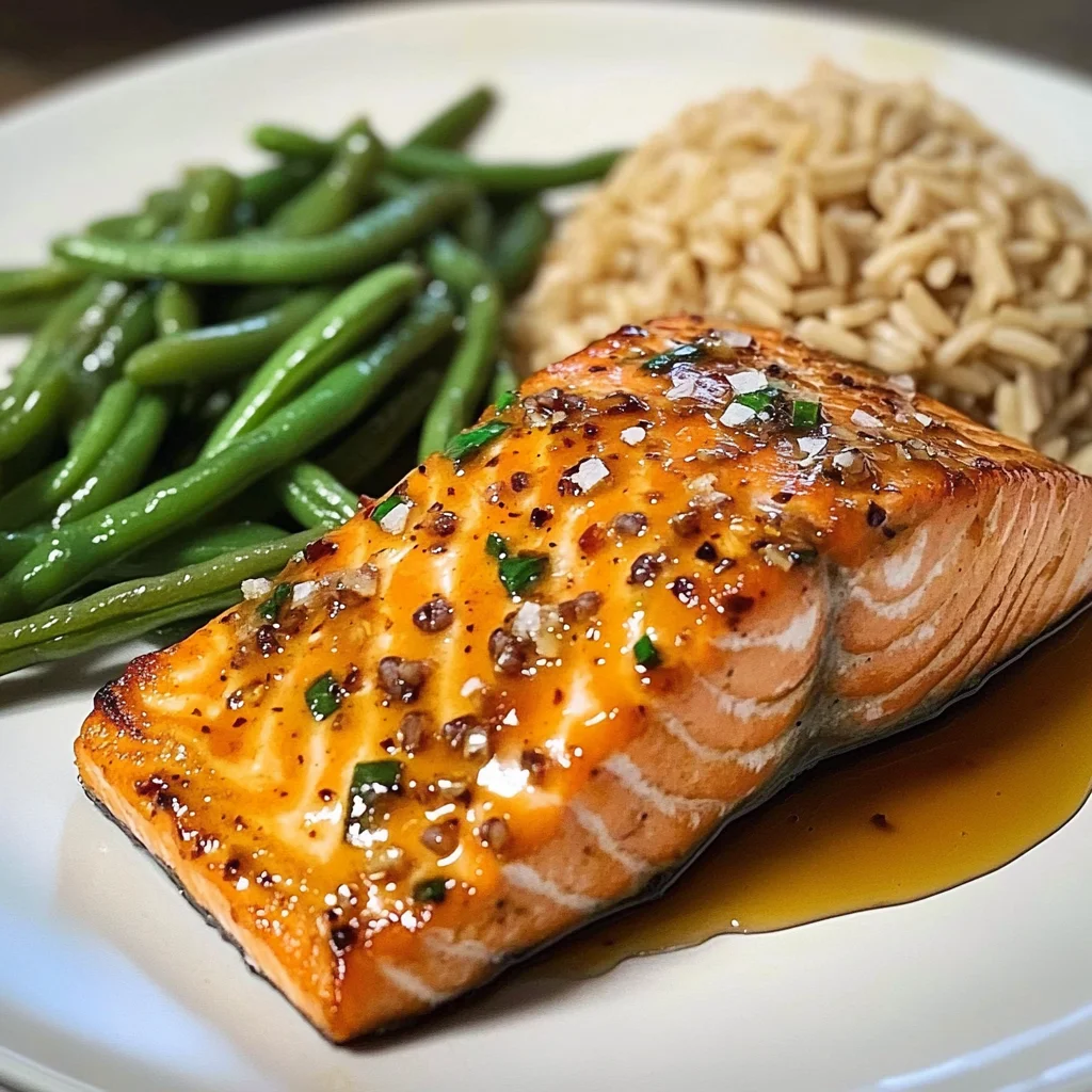 Honey Garlic Salmon with Brown Rice & Green Beans