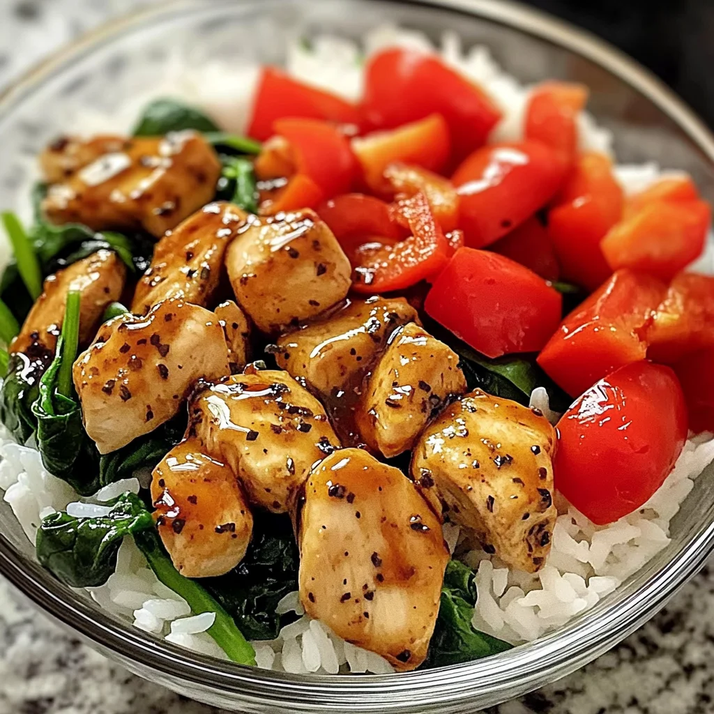 Honey Pepper Chicken Rice Bowl with Fresh Veggies