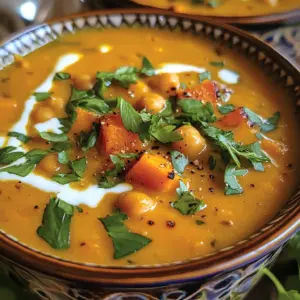Moroccan Sweet Potato Soup with Chickpeas