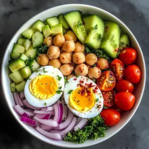 Rainbow Protein Bowl with Eggs & Chickpeas