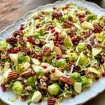 Shaved Brussels Sprout Salad with Pomegranate and Candied Pecans