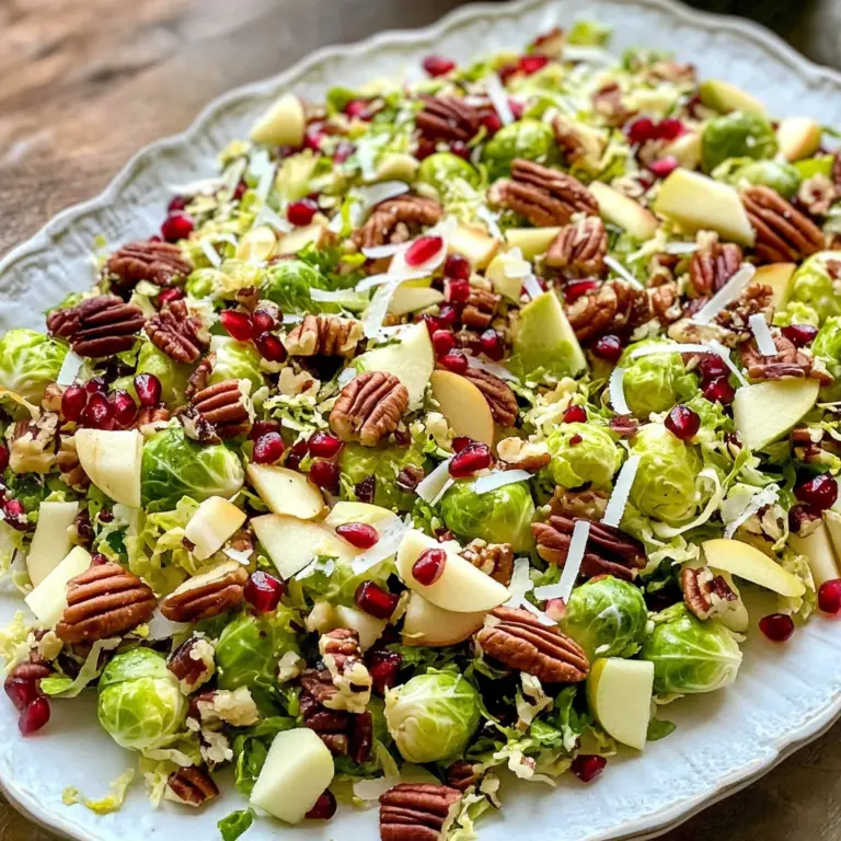 Shaved Brussels Sprout Salad with Pomegranate and Candied Pecans