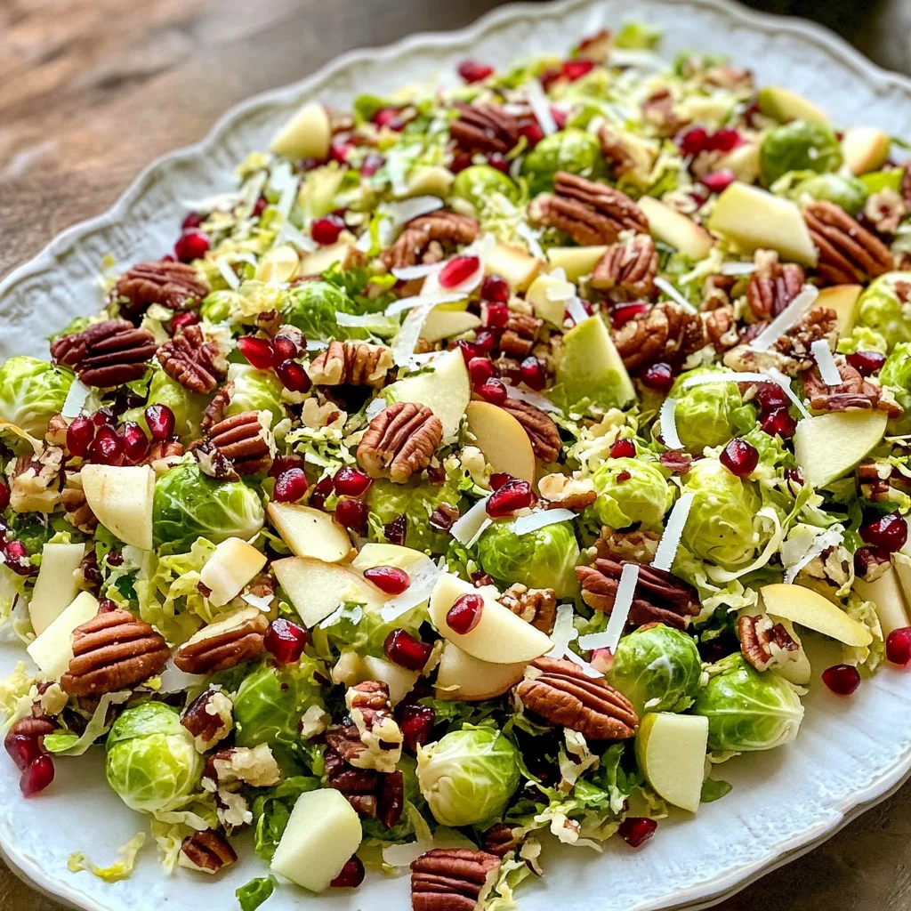 Shaved Brussels Sprout Salad with Pomegranate and Candied Pecans