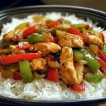 Spicy Chicken & Bell Pepper Stir-Fry with Rice