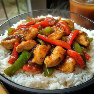 Spicy Pepper Chicken Stir-Fry with Rice