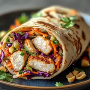 Thai Chicken Wrap with Crunchy Asian Slaw