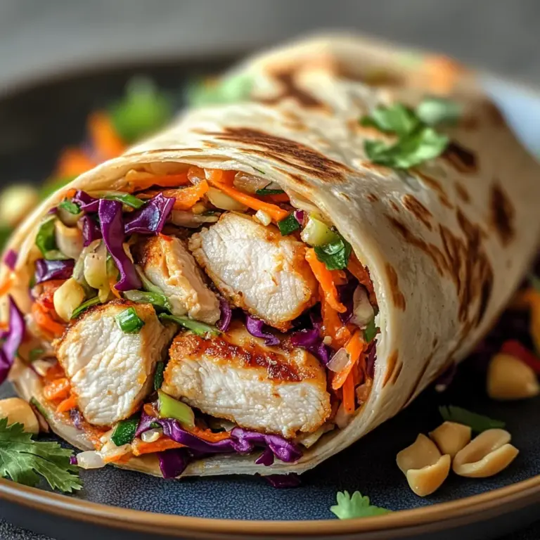 Thai Chicken Wrap with Crunchy Asian Slaw