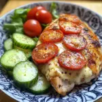 Tomato & Cheese Stuffed Chicken Breast with Cucumber-Tomato Salad