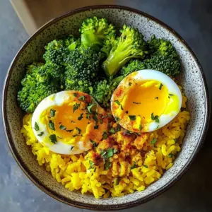 Turmeric Rice Bowl with Broccoli & Soft-Boiled Egg