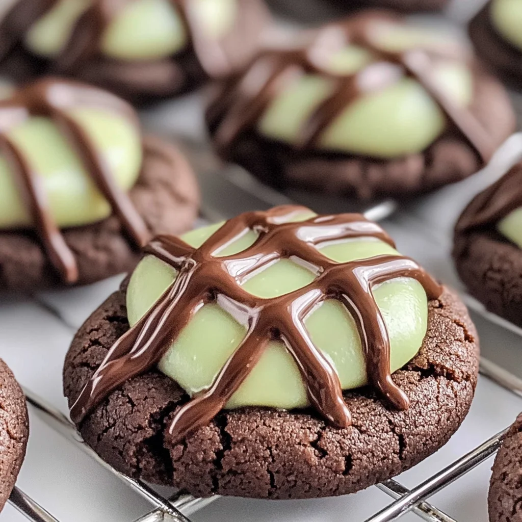 Chocolate Mint Thumbprint Cookies