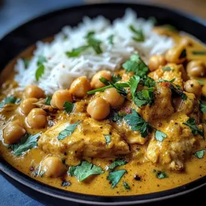 Coconut Chicken & Chickpea Curry with Garlic Naan