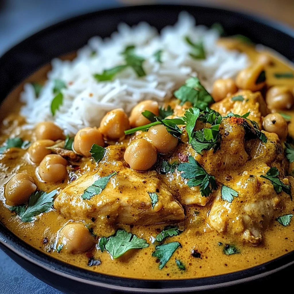 Coconut Chicken & Chickpea Curry with Garlic Naan