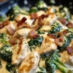 Creamy Chicken Alfredo with Spinach, Bacon, and Broccoli