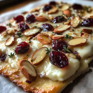 Crispy Flatbread with Brie, Cranberries & Toasted Almonds