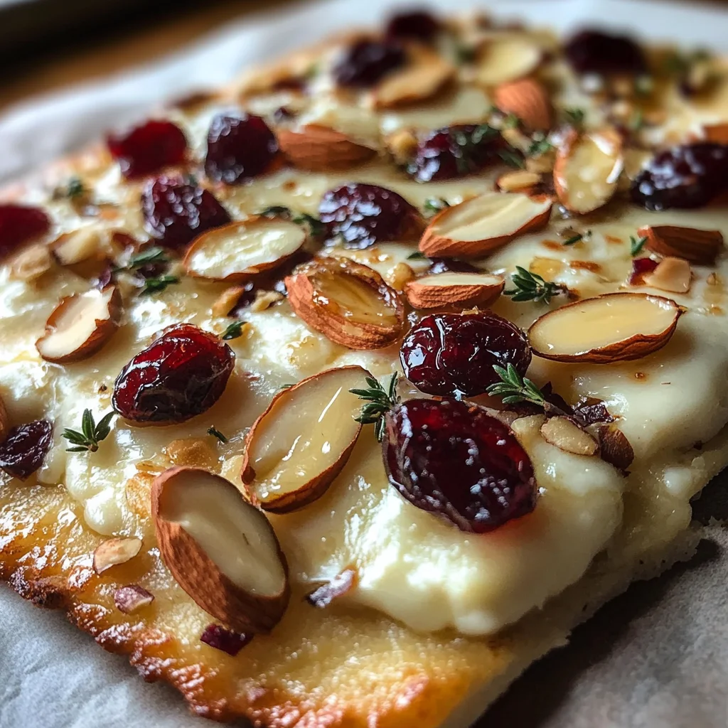 Crispy Flatbread with Brie, Cranberries & Toasted Almonds
