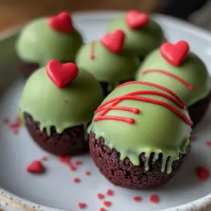 Grinch Oreo Balls with Red Velvet Oreos