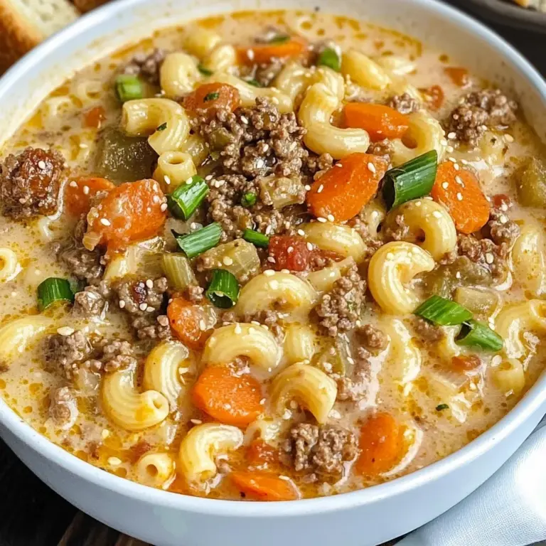 One Pot Macaroni Cheeseburger Soup