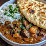 Slow-Cooked Beef Curry with Buttery Garlic Naan