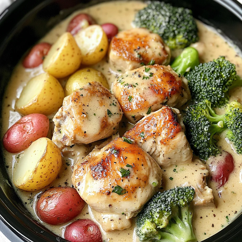 Slow Cooker Creamy Garlic Chicken And Veggies Recipe