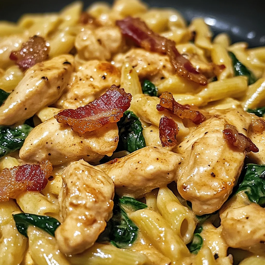 Zesty Honey BBQ Chicken Pasta with Creamy Bacon & Spinach