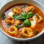 Creamy Tomato Tortellini Soup with Fresh Basil