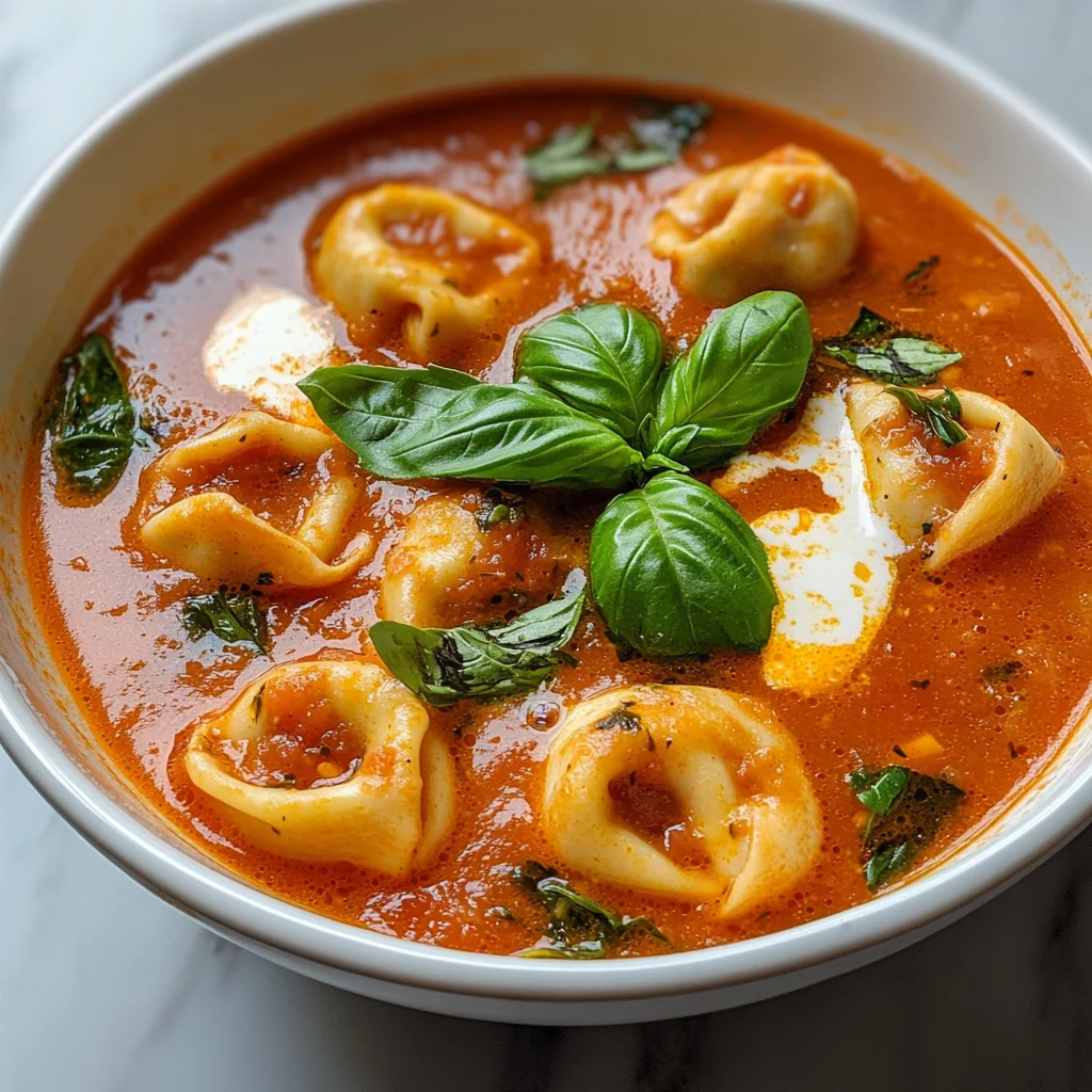Creamy Tomato Tortellini Soup with Fresh Basil