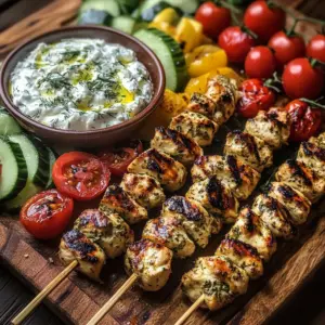 Greek Chicken Souvlaki Grazing Board with Feta Dip – A Mediterranean Feast to Share