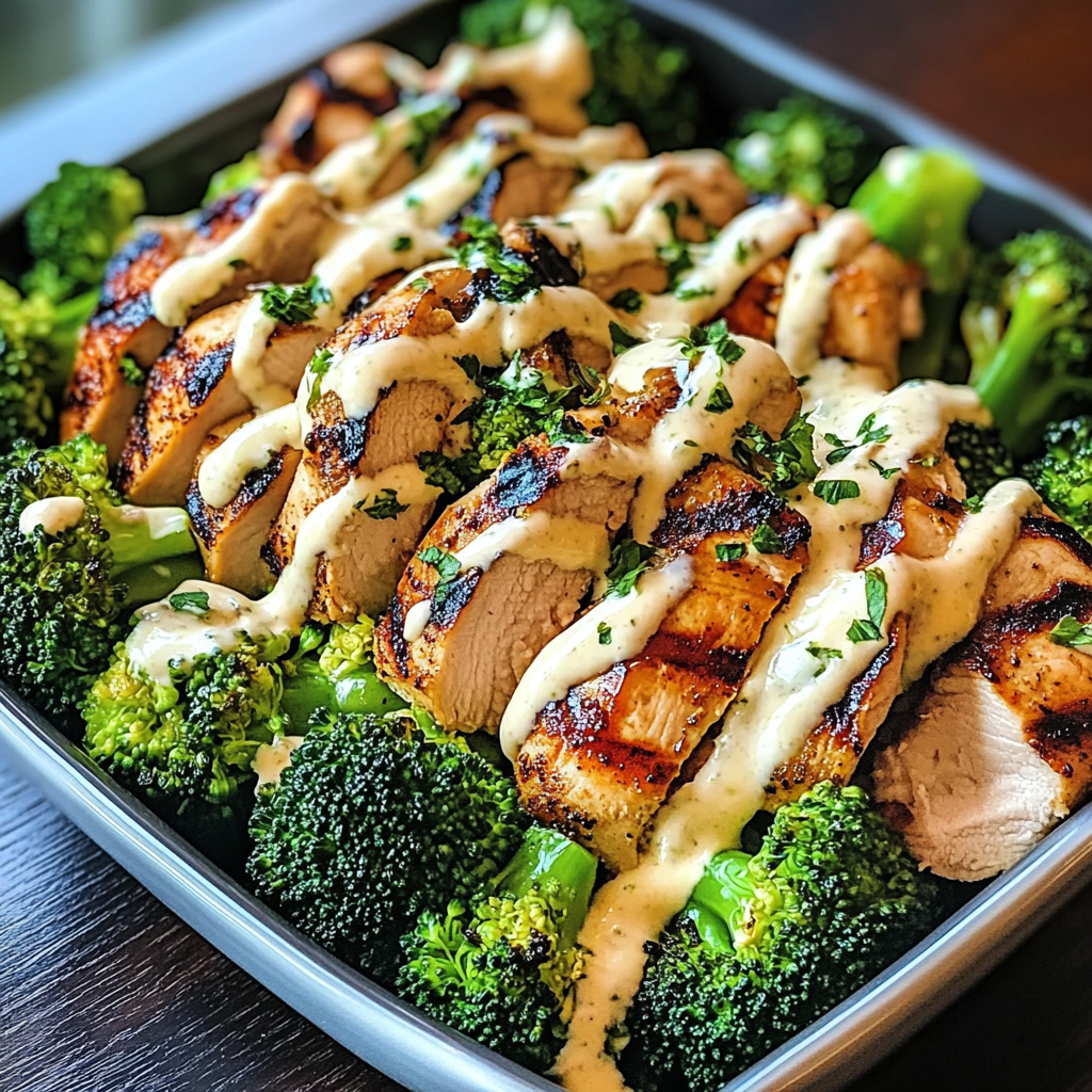 Grilled Chicken & Broccoli Bowls With Creamy Garlic Sauce Delight Your Taste Buds!