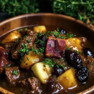 beef Stew with Turkey Bacon, Apples, and Prunes