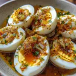 Cajun Boiled Eggs with Spicy Garlic Butter Sauce : Keto Late-Night Snack
