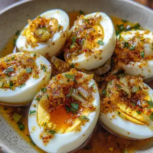 Cajun Boiled Eggs with Spicy Garlic Butter Sauce : Keto Late-Night Snack