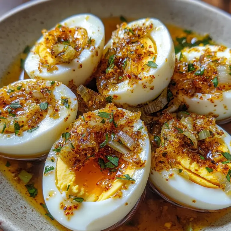Cajun Boiled Eggs with Spicy Garlic Butter Sauce : Keto Late-Night Snack