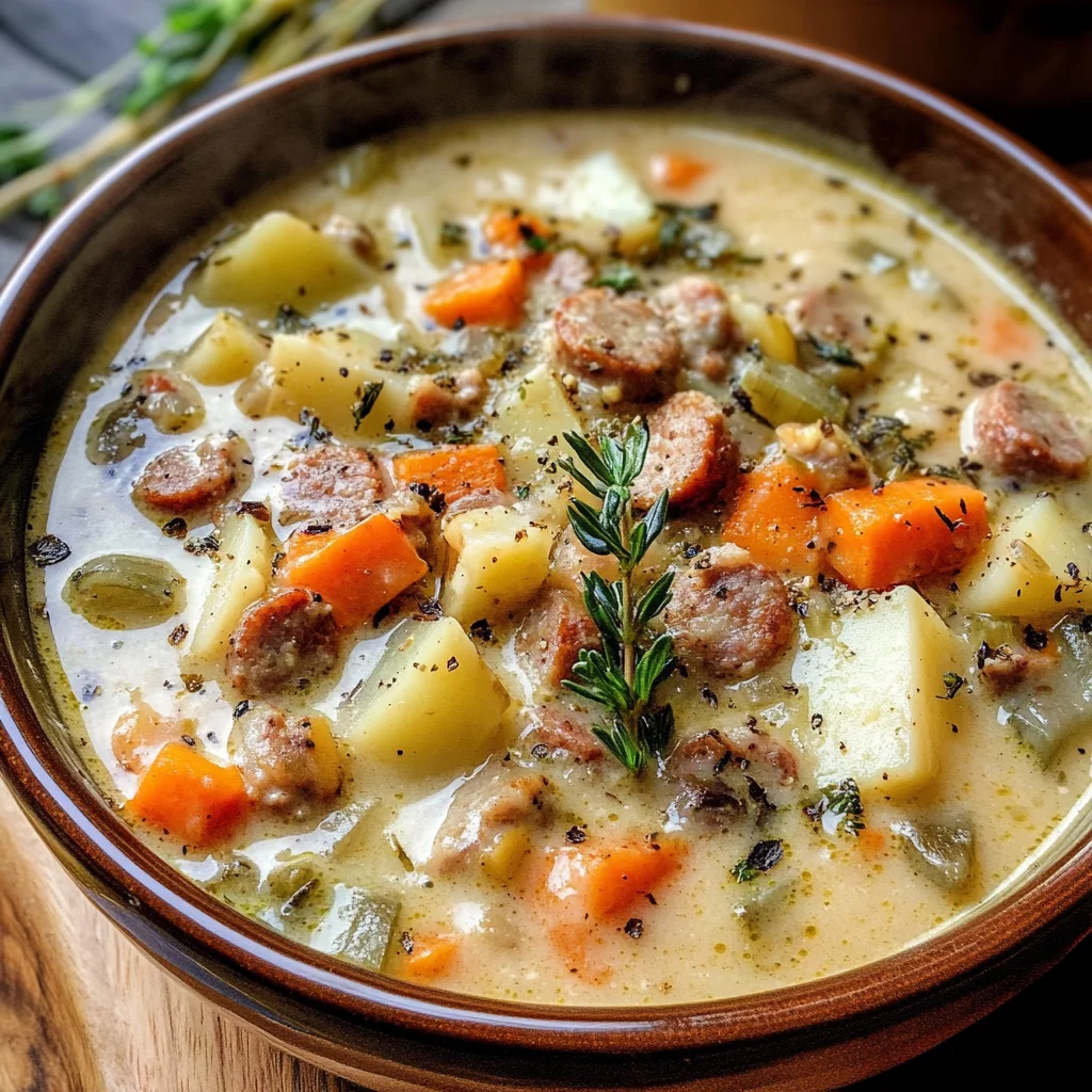 Comforting Potato and Sausage Chowder - Alrightwithme