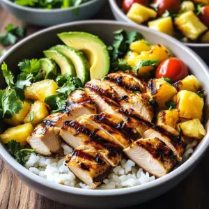 Grilled Chicken and Pineapple Bowls with Coconut Rice Recipe