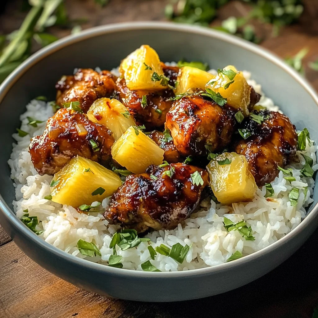 30 Minute Pineapple Chicken with Coconut Rice