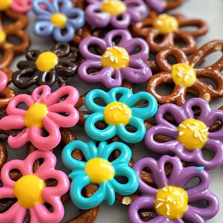 Chocolate Covered Pretzel Flowers