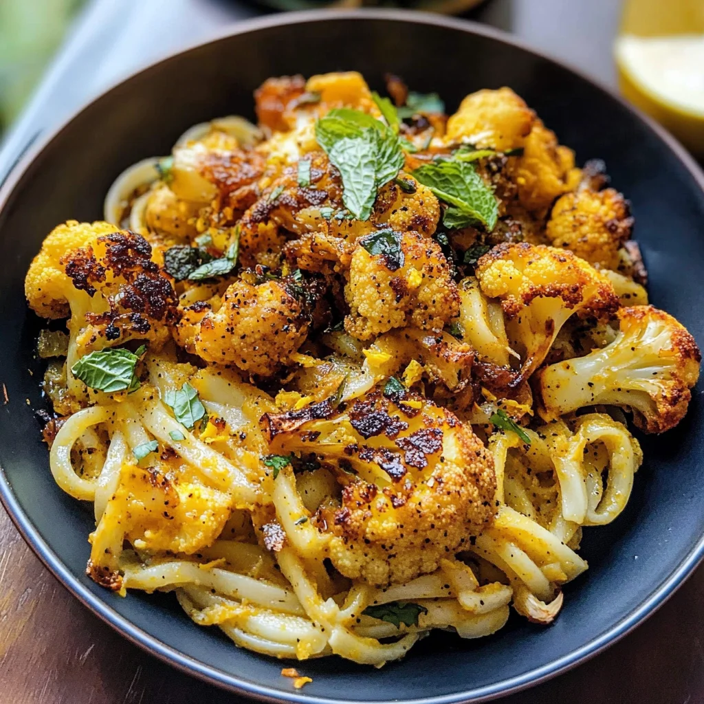 Crispy Black Pepper Turmeric Cauliflower and Garlic Noodles