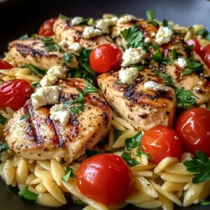 High Protein Mediterranean Chicken Orzo