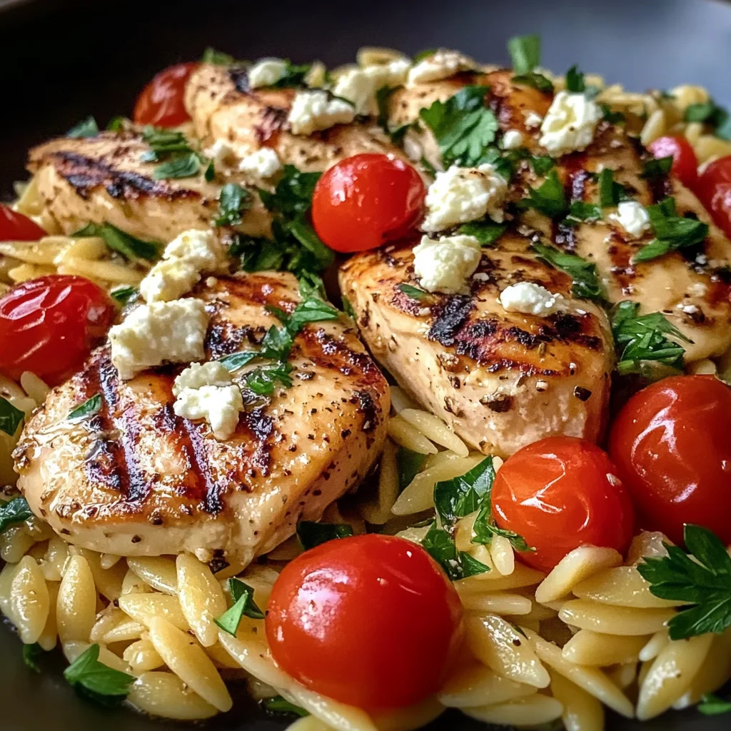 High Protein Mediterranean Chicken Orzo