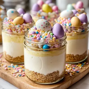 Mini Easter Cheesecake Jars - A Cute, No-Bake Spring Dessert
